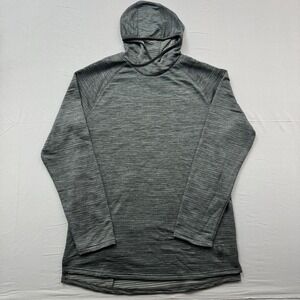 Spyder Active Mens Hoodie Gray Space Dye Scuba Neck Gaiter Fleece Pullover L